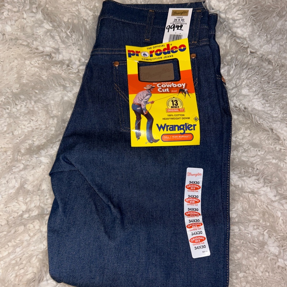 50%offw❤️Wrangler 13MWZ Cowboy Cut Original Fit Pro Rodeo Denim Jeans 34x30